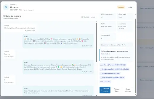 Tela real de agentes de IA no ContactAssist